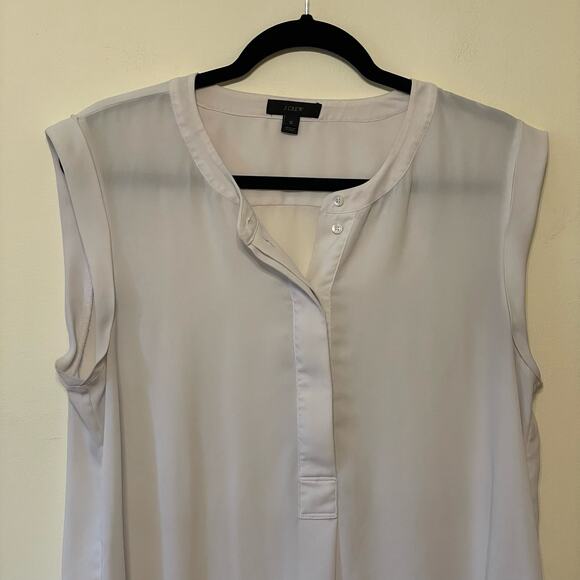 J. CREW 12 white tank top polyester button up minimalist classic basic elegant - Picture 2 of 9